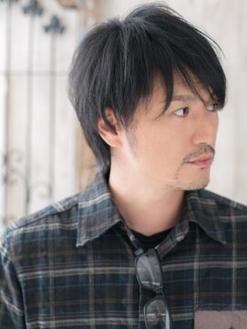 メンズヘア ビーセカンド 草加店(MENS HAIR B-2) ラフな動きで大人アッシュブラック無造作ウルフヘアU草加