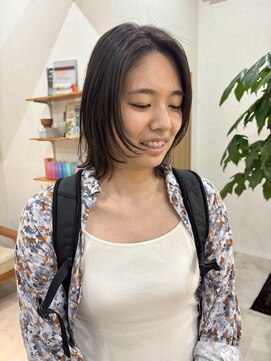 エン(en,) 顔周りカット顔周りレイヤーくびれボブ地毛風ブラウンカラー