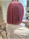 ボブ/白髪100%/ピンクカラー