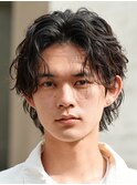 大分ツイストスパイラルパーマメンズカットルーズセンターパート