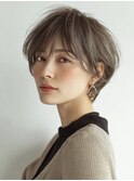 大人可愛い40代50代くびれショートボブ丸みショート