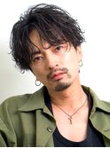 色気波まきスパイラルパーマサーフカール センターパート