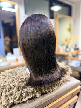 エイム ヘア リアム 調布店(eim hair liam) ダークグレー/艶髪ミディアム/地毛風カラー/透明感/グレージュ