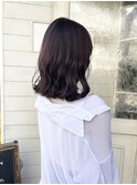 ラベンダーグレージュ切りっぱなしボブ波巻き梅ヶ丘東松原美容室