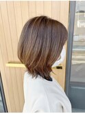 大人可愛い外ハネウルフレイヤー◇カーキーグレージュ