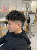 スペインカール風フェード×パーマ