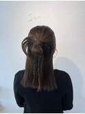 ハーフアップ カチモリアレンジ  参列ヘア 推し活ヘア
