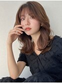 韓国/くびれヘア/小顔ヘア/レイヤーカット/ミルクティーベージュ