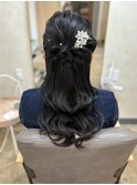 お呼ばれヘア／結婚式／ハーフアップ／ヘアセット