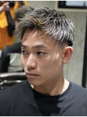 MEN'S/アップバングショート×ハイライト/フェード