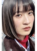 黒髪暗髪アッシュ小顔前下がり切りっぱなしボブ