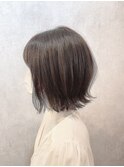 ワンレン 外ハネ ボブ グレージュ ブルージュ