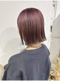 切りっぱなしボブ×ラベンダーピンク.