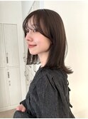 ミディアム　結べるロブ　暗髪　オリーブベージュ　グレージュ