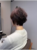 ショートボブパーマ　マッシュパーマ　チェリーレッド髪質改善