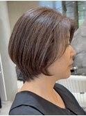 青山髪質改善カラーミディアムボブアッシュグレージュ50代60代