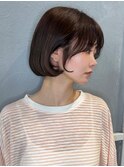 顔まわり レイヤー ボブ アッシュブラウン