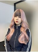 10代20代前髪ありインナーホワイトピンクエクステ