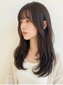 艶カラーグレージュ透明感レイヤーロングブリーチなしカラー