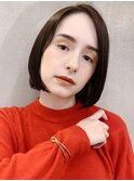 ナチュラルストレート_カーキグレージュマッシュショート_28112