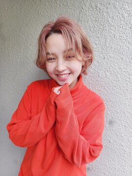 スーハ 恵比寿(SUUHA) ハイトーンカラーピンクブラウン/ボブパーマ/伸ばしかけボブ