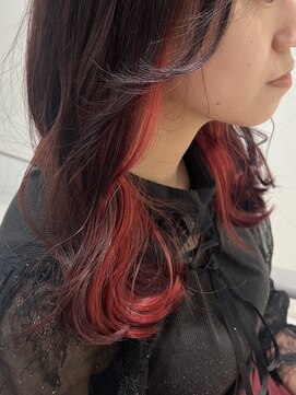 アールプラスヘアサロン(ar+ hair salon) インナーレッドグラデーションカラー