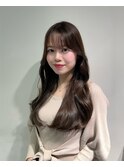レイヤーロング似合わせカットフルバングシルキーベージュ