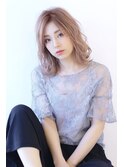 大人かわいいことりベージュ外ハネミディの小顔フレンチボブ