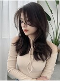 フェミニンロング/似合わせカット/メルティカラー/かきあげ前髪