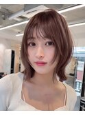 大人ボブ銀座レイヤーカット有楽町ミディアムボブベージュ
