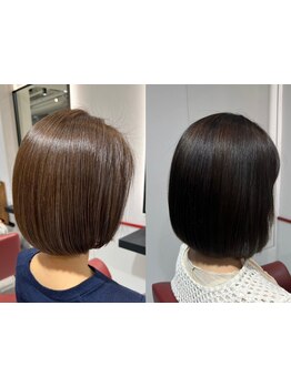 低ダメージのカラー剤で髪の負担を軽減！素早く浸透し、忙しい方にも◎ハリコシが生まれ満足な仕上がりに♪