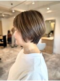 20代30代40代◎似合わせカットハイライトカラーショートボブ