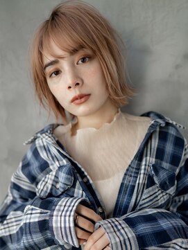 ギークス(GEEKS) 【GEEKS渋谷】くびれボブ/ハイトーン/オレンジベージュ/秋カラー