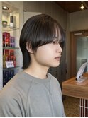 調布ストレートパーマレイヤーボブウルフショートヘアグレージュ