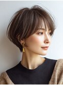 大人ショート 白髪ぼかし 白髪染め ハイライト 40代50代60代
