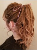 リボンを使ったナチュラルヘアセット
