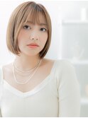 シースルーバング艶カラー前下がり大人ボブa上尾20代30代40代