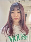 【kento限定カラー】顔まわりレイヤーカット/カシスピンク