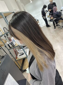 アジールヘア 所沢プロペ通り店(agir hair) ミルクティーシアーベージュケアブリーチ所沢イヤリングカラー