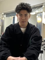 メリケンバーバーショップ フクオカ(MERICAN BARBERSHOP FUK)&nbsp;ハイライトマッシュパーマウルフアッシュブラック