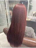 ロングヘア×ディープレッド