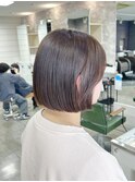 切りっぱなしボブ×ブラウンベージュ☆暗めカラー
