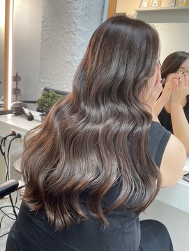 ブレンド 渋谷(BLend) ハイライトカラーくびれヘアアプリコットオレンジ