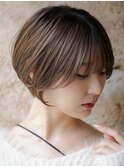 大人可愛い20代30代40代黒髪前下がりショートボブ丸みショート◎