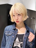 アルバム 銀座(ALBUM GINZA)&nbsp;前髪カットブロンドダブルカラーボブハイトーン_F31215