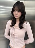 ミディアムレイヤー/ダークアッシュブラウン/顔周りカット l