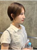 ナチュラルショートレイヤーボブミルクブラウンダークパープル