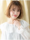 透明感ミルクティーベージュゆるふわショートボブ20代30代325Z