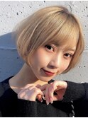 20代30代40代☆大人かわいい小顔丸みハイトーンショートボブ☆
