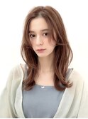 ロングレイヤーグレージュカラー透明感ベージュ20代30代40代銀座